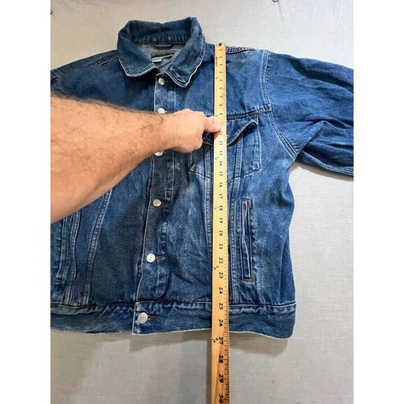 Eagles Ridge American Flag Jacket Adult XL Blue Demin Button Long Sleeve Mens - Picture 11 of 12